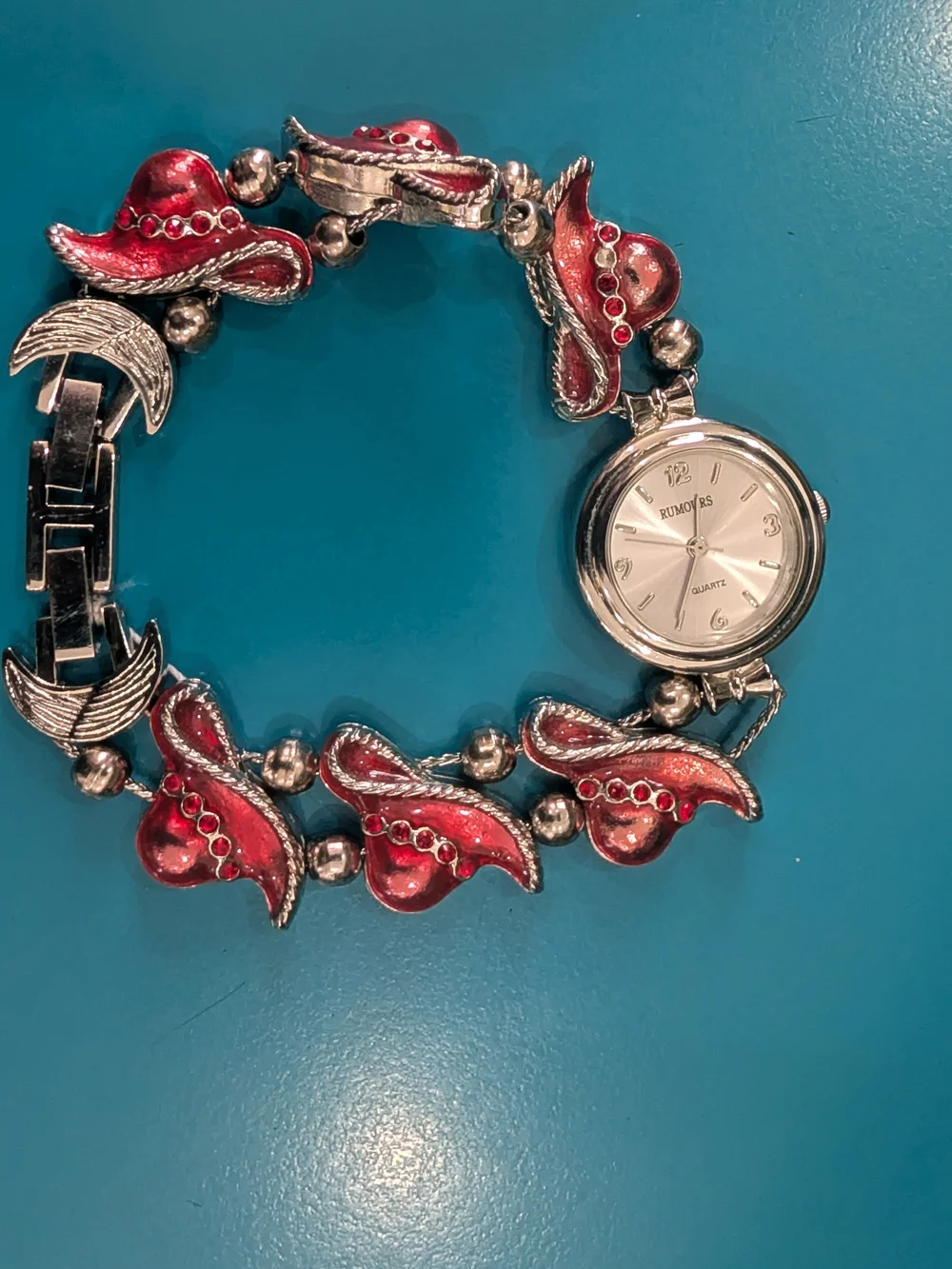 Rumors Red Hat Society Ladies Charm Watch • Red Hat Bracelet Quartz Watch